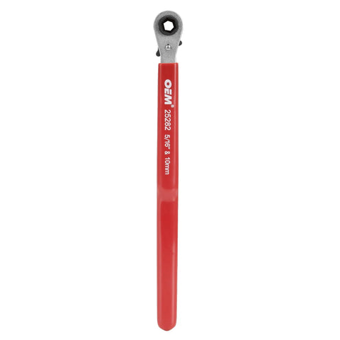 Long Reach Battery Terminal Wrench Ratcheting Nine Point Five Inch Alloy Steel Double Sided With Ten Millimeter And Five Sixteenth Inch Heads