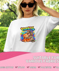 Woman wearing top with Dope Monkey Punchs DTF Transfers 6 Pack For T Shirts Ready To Press Heat Transfer Stickers design.