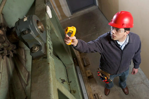 Non Contact Infrared Thermometer Temp Gun For Surface Temperature -20 To 1202 Degrees Fahrenheit Range, Fast, Accurate Readings For HVAC Electrical And Automotive Work, Easy To Read Display used by technician inspecting machinery