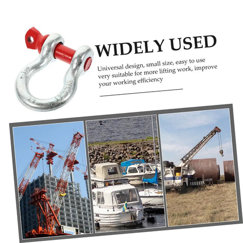 Heavy Duty Galvanized Steel Lifting Shackles Two Pack in use for lifting operations at construction and marine sites.
