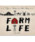 Farmhouse Living Room Rug 2.7 x 5 Feet Non Slip Machine Washable Floor Mat featuring windmill, tractor, barn, and farm animals