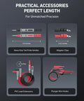Image showing four components of the 8-Piece Multimeter Test Leads Kit With Alligator Clips, Plunger Mini Hooks And Test Probes, 1000V 10A CAT III And CAT IV 600V, Heavy Duty, Compatible With Fluke, KAIWEETS, INNOVA Multimeters, Voltmeter And Clamp Meters.