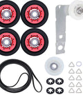 Dryer Repair Kit With 661570 Belt And 4 W10314173 Drum Rollers Plus 279640 Idler Pulley And W10837240 Bracket for appliance repair