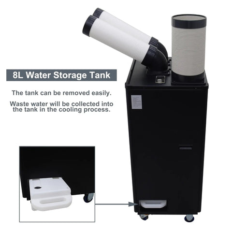Heavy Duty 15400 Btu Portable Spot Cooler With Dual Exhaust Setup And Rapid Airflow Cranks Out Chilly Breeze To Beat Shop Heat Smoothly For Warehouses And Jobsites This Rig Handles Large Spaces Like A Champ with an 8L removable water tank.