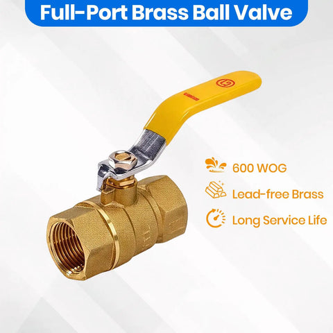 Heavy Duty Full Port Brass Ball Valve 3/4 Inch Threaded Pipe Fitting For Water Air Oil And Gas Built Tough As Nails Corrosion Resistant Workhorse For No Fuss Operation Single Pack with yellow handle