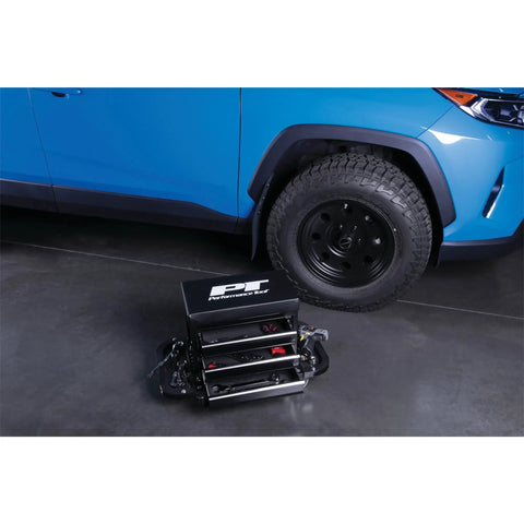 Heavy Duty 3 Drawer Rolling Tool Chest Seat With Magnetic Side Trays Black Vinyl Padded Seat near blue truck tire