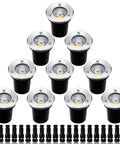 Low Voltage Landscape Lighting 10 Pack 5W COB LED Well Lights In-Ground Outdoor 12-24V AC/DC IP67 Waterproof Warm White For Pathways