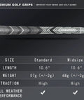 13 Pack Golf Grips With Solvent, 15 Tapes, Vise Clamp And Grip Knife, Plus Regripping Instructions For All Weather Control And High Feedback Golf Club Grips To Boost Your Grip Game And Swing Precision. Size chart for standard and midsize golf grips