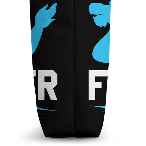 Side view of Fast Water Dragon Boat Tote Bag for Racing Crews And Water Sports Enthusiasts 16 By 16 Inch with logo detail