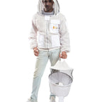 Beekeeping Fully Ventilated Jacket With Round Veil Unisex 2XL White Multi Color Heavy Duty Zippers Durable Double Stitched Pockets