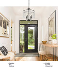 17 Inch Black Crystal Chandelier With Matte Black Frame Modern Mid Century Pendant Light Fixture E12 Base in hallway