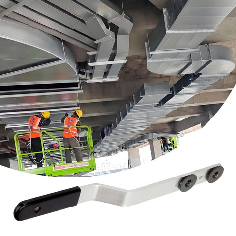 Sixteen Inch Duct Stretcher With Offset Handle For Ductwork shown with installed HVAC system