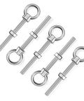 Metric M10 Eye Bolts 5 Pack Heavy Duty Stainless Steel 3/8 In by 4 In Long Welded Extension with Shoulder and Nut