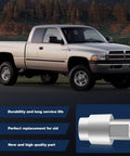 Upgraded Aluminum Temperature Door Servo Coupling Direct Replacement For Ram 1500 1999-2001 And Ram 2500 3500 1999-2002 shown with truck and part