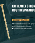 Single tan deck screw with rust-resistant coating details on transparent background.