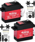 High Torque 35KG Digital RC Servo 4.8 to 8.4V Full Metal Gear Waterproof 2 Pack, parts shown