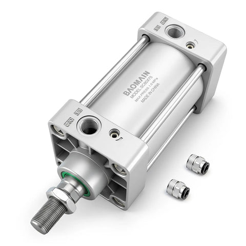 Pneumatic Air Cylinder 3.15 Inch Bore 2.95 Inch Stroke Double Acting Single Rod With Three Eighths Inch Port M20x1.5 Threaded Rod