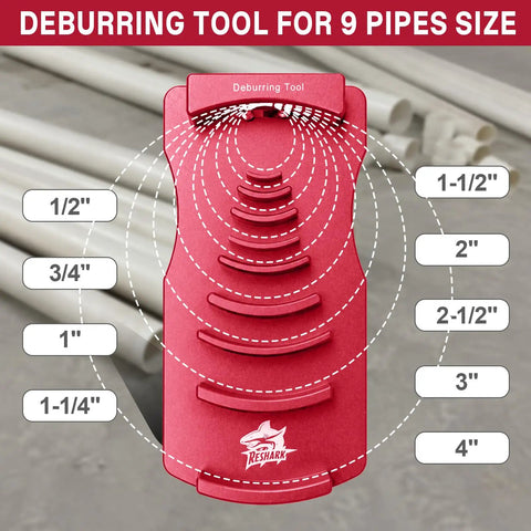 Hassle Free 9 In 1 PVC Pipe Deburring And Chamfer Tool Kit Adjustable Bevel Depth inner pipe prep for sizes 0.5 to 4 inches.