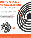 8 Inch Electric Coil Burner Replacement Element 2600W Fits Whirlpool Frigidaire Kenmore Stovetops MP26YA 316442301