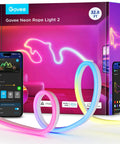 RGBIC Neon Rope Lights 32.8Ft With 64 Presets, Flexible Softer Material, Smart LED Neon Strip displayed with app control panel