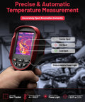 Handheld Thermal Imaging Camera With 240 By 240 TSIR Sensor, -4F To 1022F Range, 25Hz Refresh Rate, 18 Hour Battery, 2.8 Inch Screen, LED Lamp, 16 GB Storage, Temp Alerts, Auto Shutdown, IP54 Rugged Design in hand
