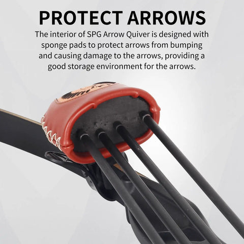 Adjustable Leather Archery Arrow Quiver With Quick Shoot System for Longbow or Recurve Bow holds 4 arrows with padding