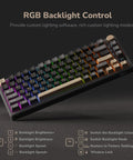 Wireless Mechanical Keyboard With Gasket Mount And Hot Swappable Pale Green Switches Offering Triple Mode Connectivity showing RGB backlight control features.