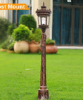 Outdoor Post Light With Pier Mount, Old School Vintage Style Yard Lamp, 60W E26 Post Lantern In Aged Bronze Finish, 24 And 1 Quarter Inch High, IP44 Waterproof, Classic Outdoor Lighting Fixture