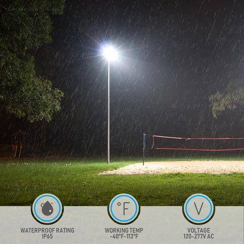 LED Barn Light With Dusk To Dawn Photocell Three Power Settings 120W 96W 72W Dimmable Outdoor Flood Lighting illuminating yard
