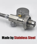 Close-up of Heavy Duty Paintball And Airsoft Tank Fill Station With 37 Inch Hose Stainless Steel Build, DIN Thread Five Eighth BSPP