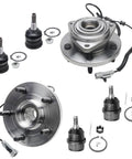 Six Piece Front Wheel Bearing Hubs Kit With Two Front Hubs And Four Upper And Lower Ball Joints For 2005-2010 Jeep Grand Cherokee And 2006-2010 Commander Replacement Front Left And Right Hubs To Beef Up Your Jeep 5 Bolt ABS Sensor Ready