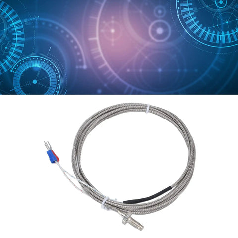 Heavy Duty K Type Screw Probe Thermocouple Temperature Sensor With Reinforced Shielded Cable For Zero Hassle Heat Tracking Up To 450C and two meter cable.