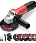 Heavy-Duty 4-1/2-Inch Angle Grinder With 6.7 Amp Motor 11,800 RPM Dual Safety Guards Includes 6-Piece Disc Set For Metal And Wood