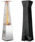 Durable Outdoor Propane Pyramid Patio Heater With Waterproof Cover And Wheels, 88 Inch Quartz Glass Tube, 48,000 BTU for deck