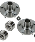Front Wheel Bearing And Hub Kit For Toyota Camry Avalon Highlander And Lexus ES RX Models 2001 Through 2016 Includes DIY Friendly Two Front Hubs And Bearings For A Smooth Quiet Ride For A Long Lasting Premium Fit Plug And Play Quick Install kit components displaying two hubs and two bearings.
