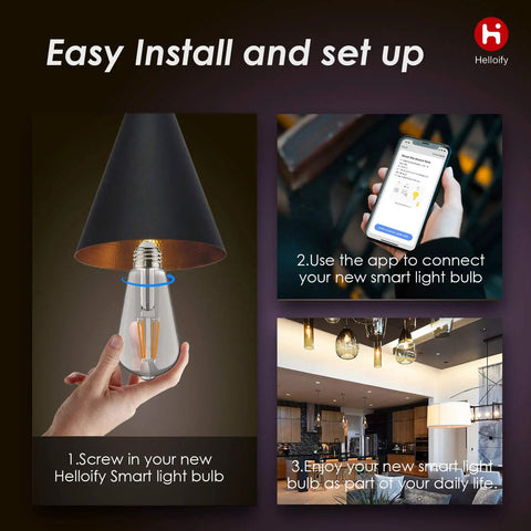 Steps to install Edison ST19 ST64 WiFi LED Smart Bulb Filament Vintage Style with mobile app control.