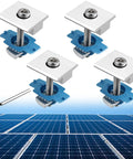 4 Piece Solar Panel Mid Clamps For Standard Unistrut 30mm 35mm Silver Easy Install With Pre Drilled Holes And Included Nuts And Screws