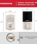 Diagram of Keyless Entry Smart Lock With Electronic Keypad Deadbolt Auto Lock And Custom User Codes In Satin Nickel Finish with dimensions