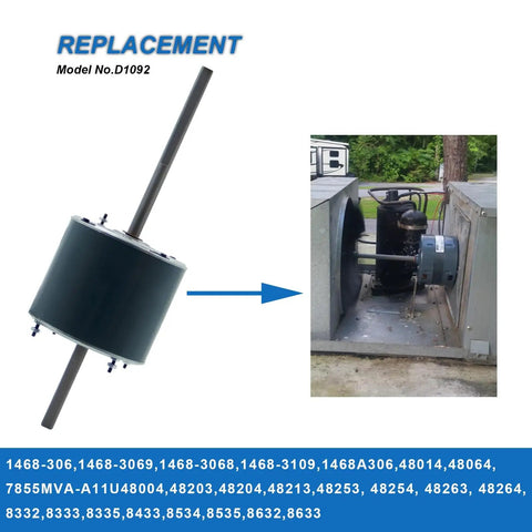 RV Air Conditioner Fan Motor With Capacitor One Third HP 115 Volt 1675 RPM Two Speed Plug And Play Replacement shown