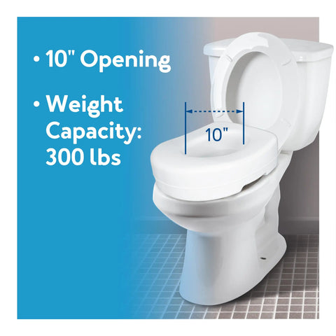 Built Tough White Toilet Seat Riser Adds Five Inch Height For Seniors Providing Extra Comfy Support 300 Pound Weight Limit With Sure Grip No Slip Base Universal Fit Fits Like A Glove