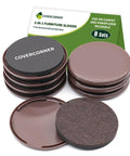 Eight Piece Two In One Furniture Sliders Set For Carpet And Hardwood Floors, Dual Mode Felt Sliders on display with packaging