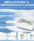 49KHz Ultrasonic Cleaner For Jewelry And Glasses With 5 Cleaning Modes, 27oz 304 Stainless Steel Tank In Gray