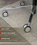 Heavy Duty PET Chair Mat For Carpeted Floors 32 X 48 Inches Hard Material Desk Floor Protector showing slip-resistant surface