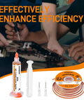 Pro Grade Desoldering Wick And No Clean Flux Paste Kit For Electronics Repair with focus on syringe and copper wick