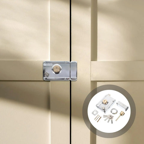 Premium Interior Door Deadbolt Lock Set in Stainless Steel Finish Heavy Duty Bedroom Door Security Kit installed on light traffic door.