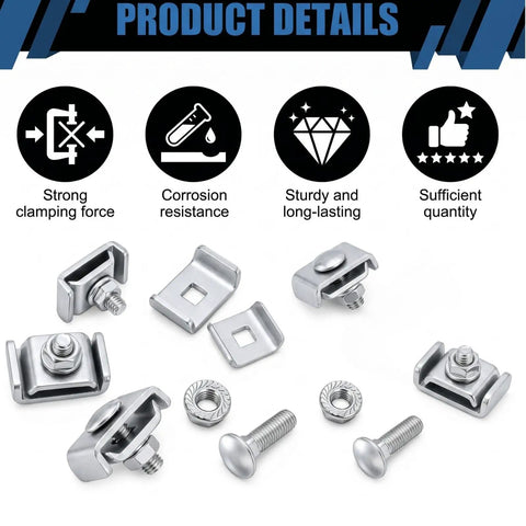 100 Pack Splice Washer Kit For Mesh Wire Cable Trays with galvanized grid wall clips and steel reinforced joint clamps.