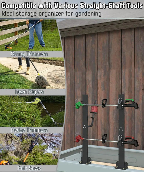 Two Place Weed Eater Rack For Open Trailer With Lockable Hasp Mount On Landscape Trailer Enclosed Trimmer Rack with tools