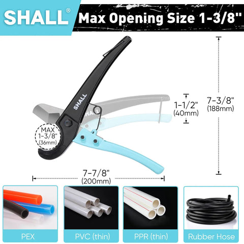 Pex Pipe Cutter With Quick Easy Grip For Fast Cuts Up To 1 3 8 Inch Tubing Aluminum Alloy Body Stainless Steel Blade