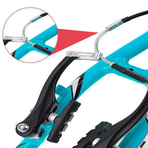 V Brake Noodle Cable Guide Pipe Kit with Rubber Boots on MTB, showing 90 Degree Pipe Installed for Smooth Brake Routing