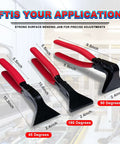3 Piece Hand Seamers Set With Straight Jaw, 45 Degree, And 90 Degree Pliers for precise metal bending, shown on workbench.